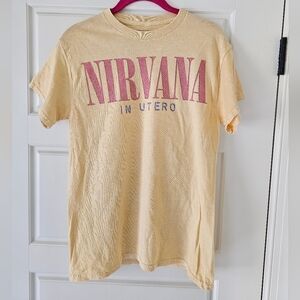 NIRVANA Yellow And Pink Angel Graphic Band Tee